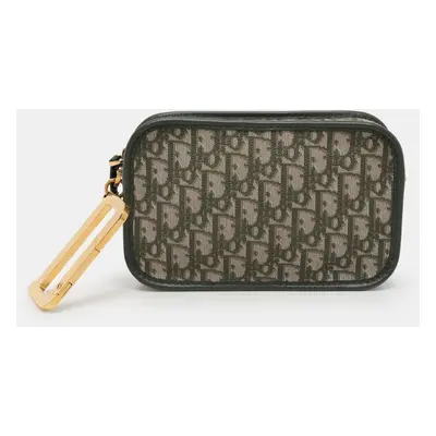 Dior Green Oblique Canvas and Leather Diorquake Clutch