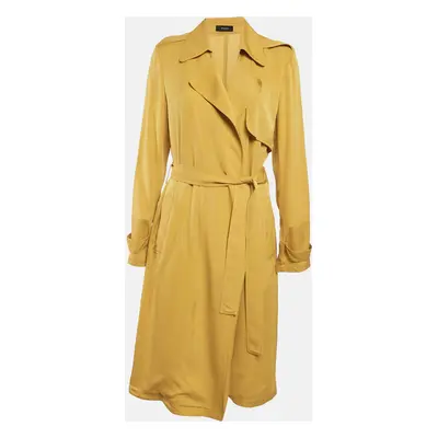 Theory Yellow Crepe Open Front Belted Coat