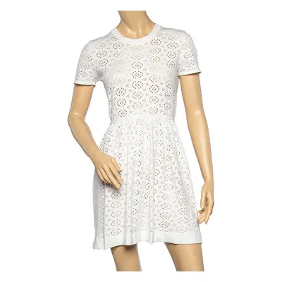 See by Chloe White Perforated Knit Flared Dress