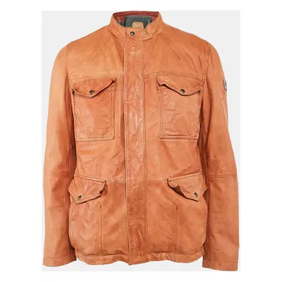 Boss Orange by Hugo Boss Brown Leather Zip-Up Jacket