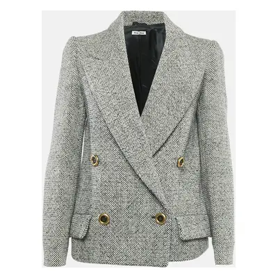 Miu Miu Black Wool Tweed Double Breasted Jacket