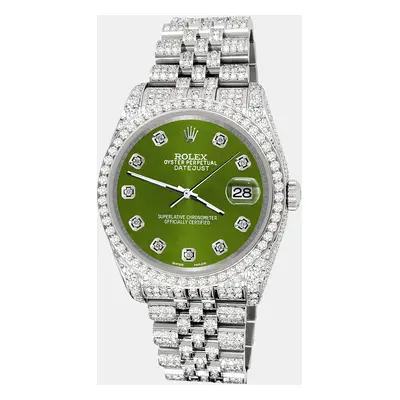 Rolex datejust pave 10.2ct iced diamond royal green jubilee Wristwatch