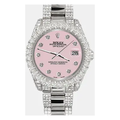 Rolex datejust pave 7.2ct iced diamond orchid pink Wristwatch