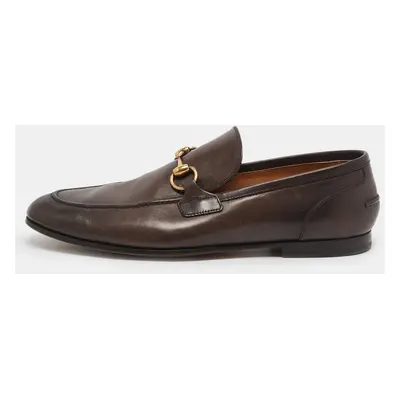 Gucci Brown Leather Jordaan Loafers Size