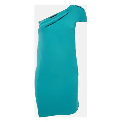 Roland Mouret Green Crepe One Shoulder Asymmetric Mini Dress