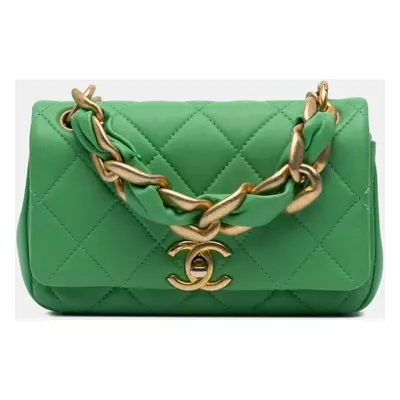 Chanel Green Small Quilted Lambskin Chain Is More Flap Bag