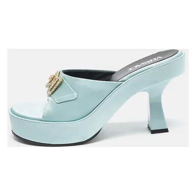 Versace Mint Green Satin Medusa Biggie Mules Size