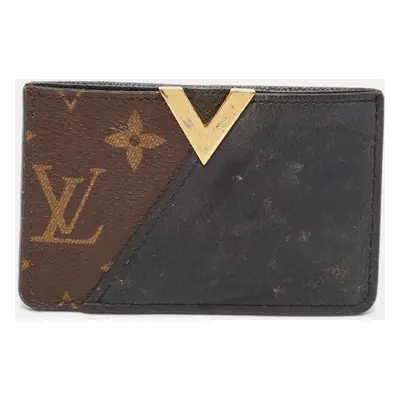 Louis Vuitton Black Leather and Monogram Canvas Kimono Card Holder