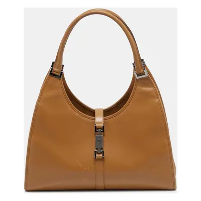 Gucci Tan Leather Jackie Bardot Hobo