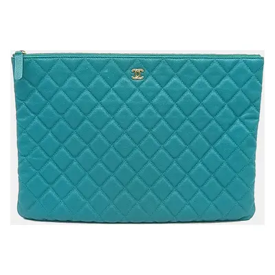 Chanel Blue Leather Large Clutch bag