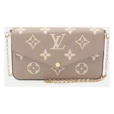 Louis Vuitton Beige Ivory Leather Pochette Felicie Monogram Empreinte Tourterelle Creme Shoulder