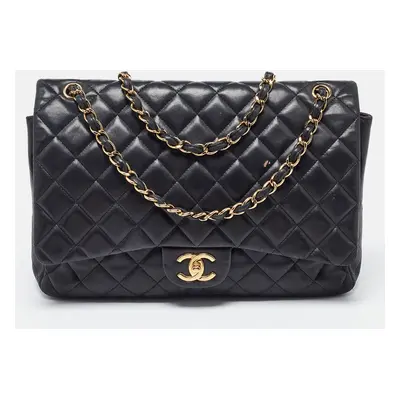 Chanel Black Quilted Caviar Leather Maxi Classic Double Flap Bag