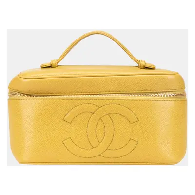 Chanel Yellow CC Caviar Vanity Case