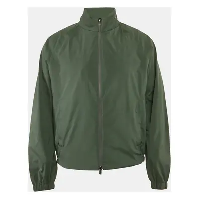 Loro Piana Green Nylon Zip-Up Bomber Jacket