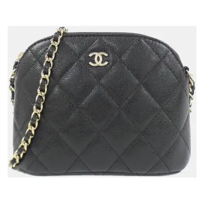 Chanel Black Caviar Quilted Classic Clutch With Chain