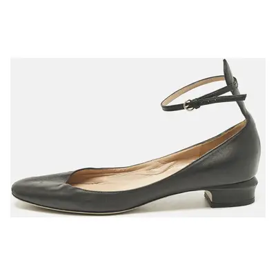 Valentino Black Leather Tango Ankle Strap Ballet Flats Size