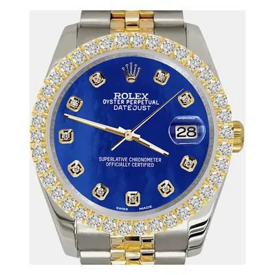 Rolex datejust 3.05ct diamond bezel royal blue mop dial jubilee Wristwatch