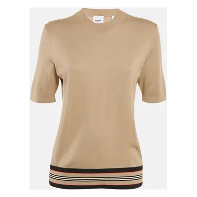 Burberry Beige Wool Knit Short Sleeve Pullover