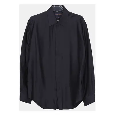 Louis Vuitton Navy Silk Evening Regular Long Sleeve Shirt Size