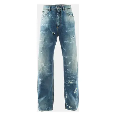 Dolce & Gabbana Blue Denim Distressed Loose Fit Jeans XS/Waist 31"