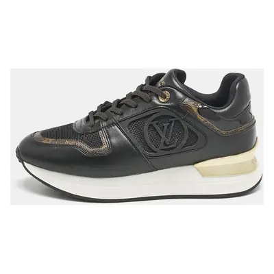 Louis Vuitton Brown/Black Leather and Canvas Neo Run Away Sneakers Size