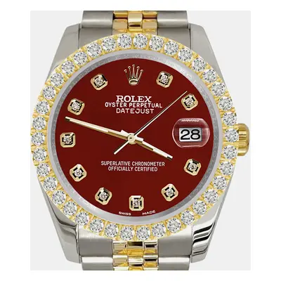 Rolex datejust 3.05ct diamond bezel imperial red dial jubilee Wristwatch