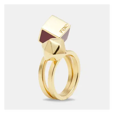 Fendi Bague Enamel Gold Tone Ring Size