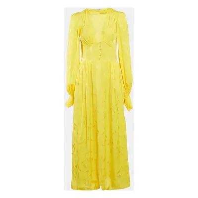 The Attico Yellow Crepe V-Neck Midi Dress