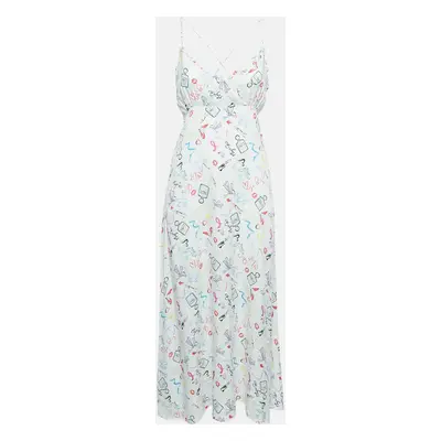 Maje White Printed Jacquard Lace-Up Back Midi Dress