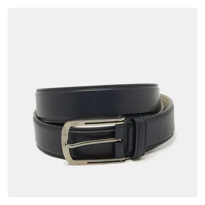 Brioni Navy Blue Leather Buckle Belt