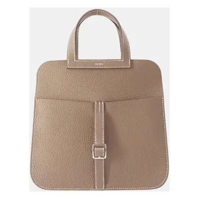 Hermes Etoupe Taurillon Clemence Halzan Bag