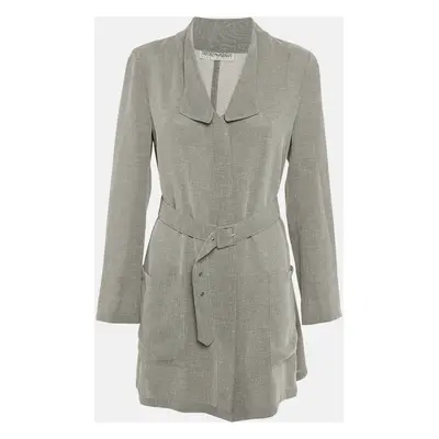 Emporio Armani Grey Synthetic Belted Coat