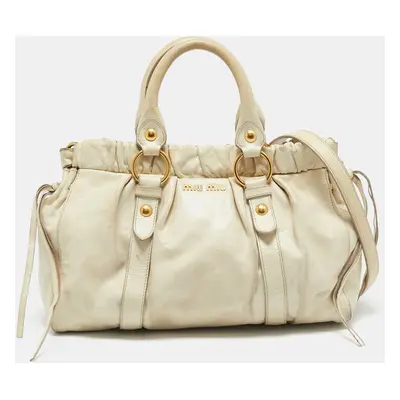 Miu Miu Cream Leather Gaufre Tote