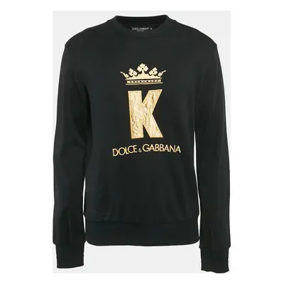 Dolce & Gabbana Black King Applique Cotton Sweatshirt