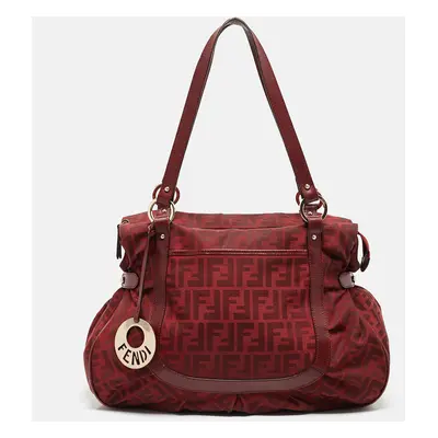 Fendi Red Zucca Canvas and Leather Chef Shoulder Bag