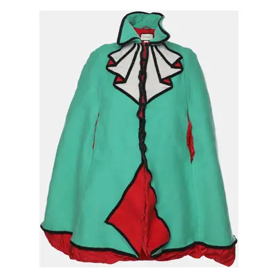 Gucci Green Wool Trompe L'oeil Cape