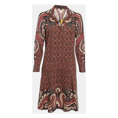 Etro Multicolor Paisley Print Crepe Wool Flared Short Dress