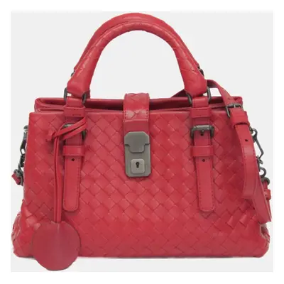 Bottega Veneta Red Intrecciato Leather Baby Roma Shoulder Bag