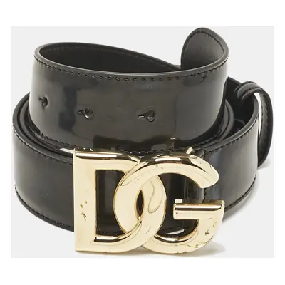 Dolce & Gabbana Black Leather DG Logo Belt 85CM