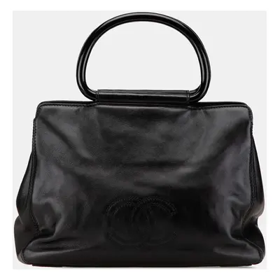 Chanel Black CC Lambskin Tortoise Handle Tote