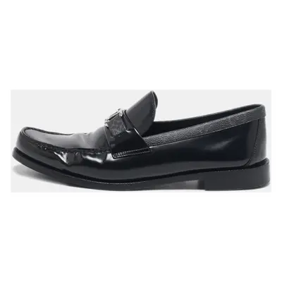 Louis Vuitton Black Leather and Monogram Eclipse Canvas Major Loafers Size 43.5