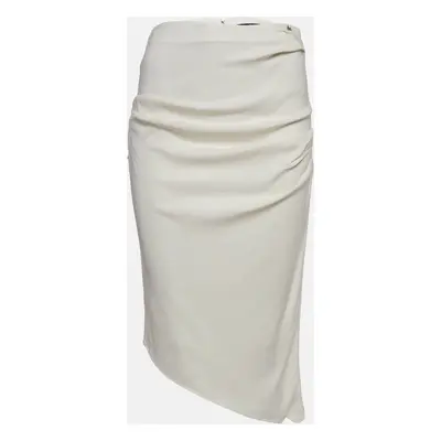 Elisabetta Franchi Off-White Crepe Draped Asymmetric Skirt