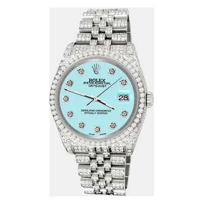 Rolex datejust pave 10.2ct iced diamond ice blue jubilee Wristwatch