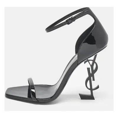 Saint Laurent Black Patent Leather Opyum Sandals Size 39.5