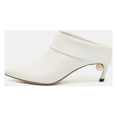 Nicholas Kirkwood White Leather Pointed Toe Mules Size