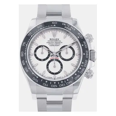 Rolex White Stainless Steel Cosmograph Daytona 126500LN Automatic Men's Wristwatch