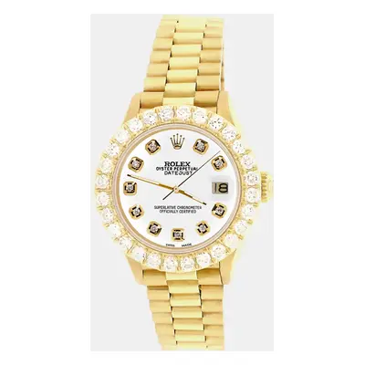 Rolex president datejust yellow gold Wristwatch with 2ct diamond bezel white diamond dial