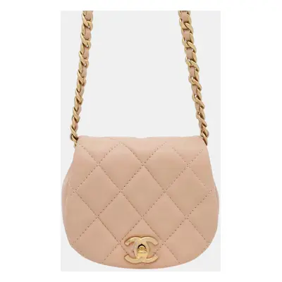 Chanel Matelasse Mini Chain Shoulder Bag Pink Lambskin