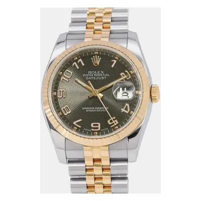 Rolex Black 18k Rose Gold Stainless Steel Datejust Automatic Men's Wristwatch mm