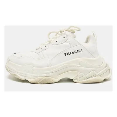 Balenciaga White Faux Leather Triple Sneakers Size